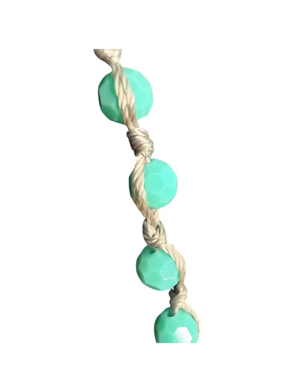 Necklace Purple Agate Pendant Blue Faceted Beads Hand Knotted Cord 36 inches